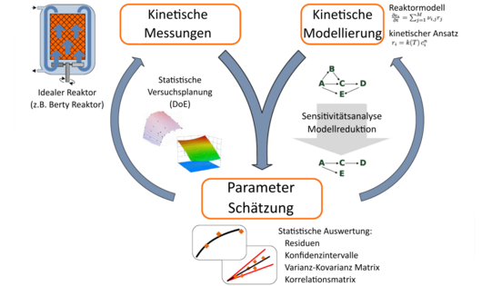 Illustration of the Relationship Between Kinetic Measurements, Kinetic Modeling, and Parameter Estimation Schematic representation of the relationship between kinetic measurements, kinetic modeling, and parameter estimation